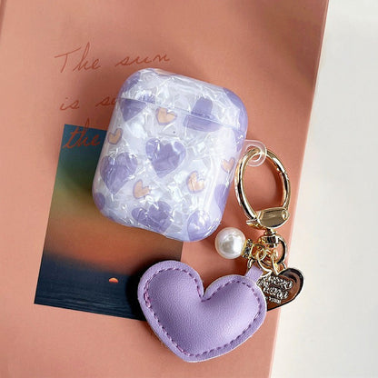 Purple Heart Shaped AirPods Case Cover
