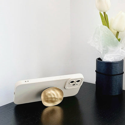 Solid Color Phone Case With Metallic Kickstand