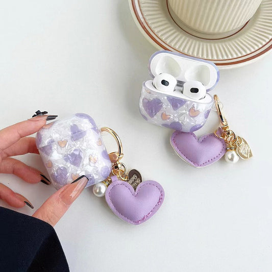 Purple Heart Shaped AirPods Case Cover