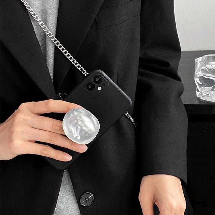 Solid Color Phone Case With Metallic Kickstand