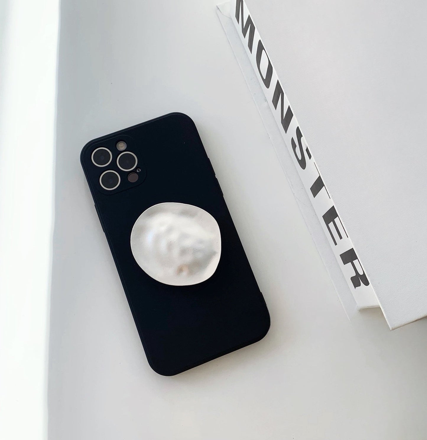 Solid Color Phone Case With Metallic Kickstand