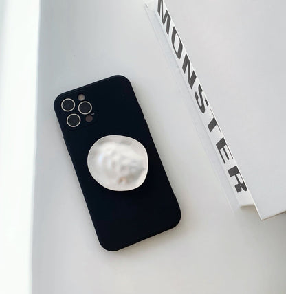 Solid Color Phone Case With Metallic Kickstand