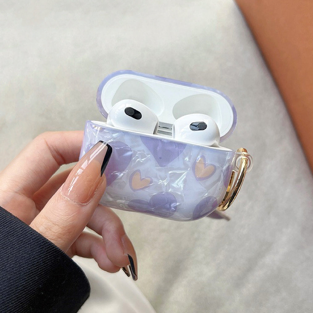 Purple Heart Shaped AirPods Case Cover