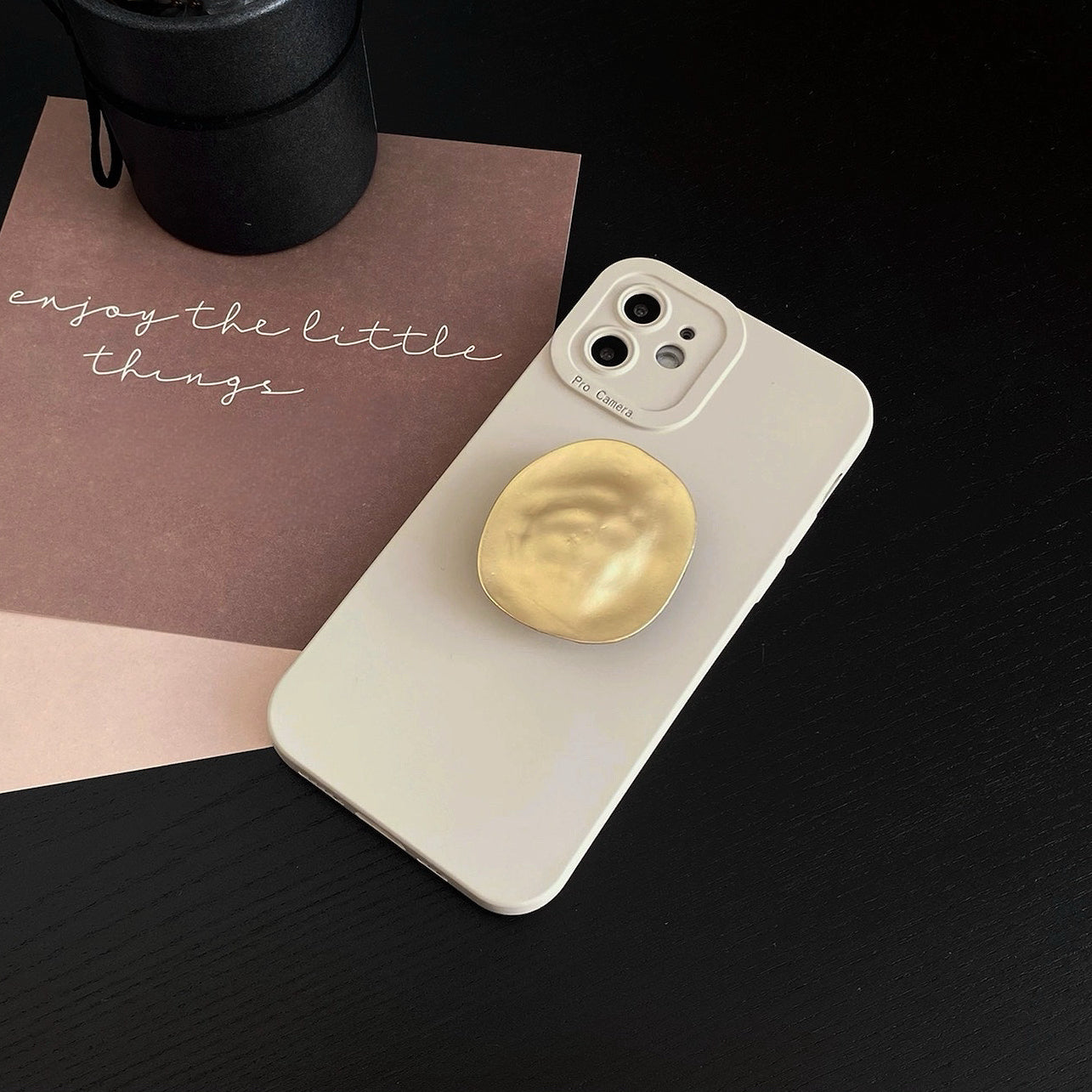 Solid Color Phone Case With Metallic Kickstand