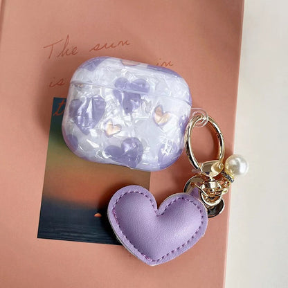 Purple Heart Shaped AirPods Case Cover